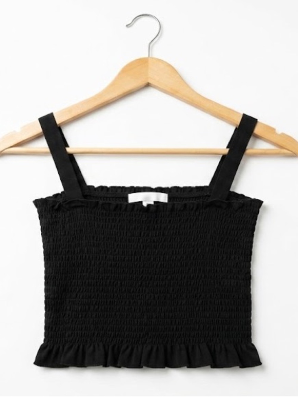 H&M Black Smocked Cami with Ruffle Edge